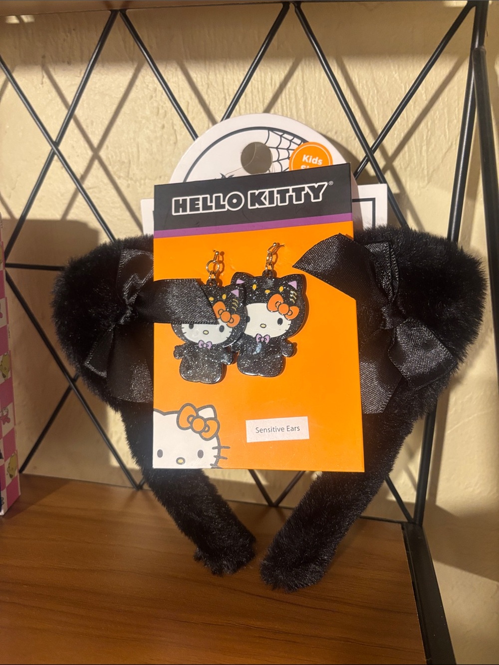 Hello Kitty Earrings for Sensitive Ears With Fluffy Cat Headband
